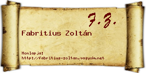 Fabritius Zoltán névjegykártya